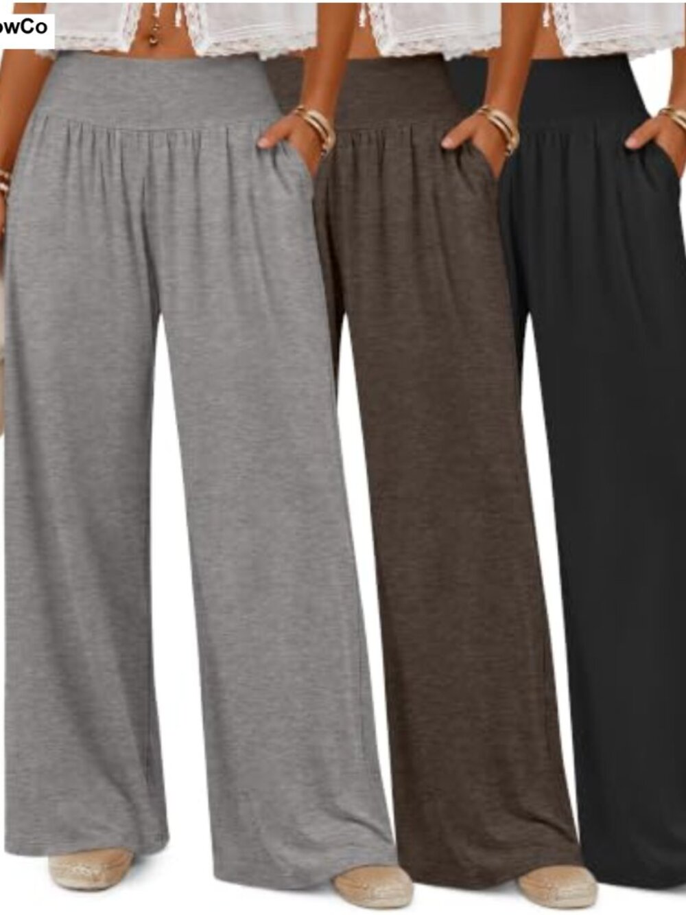 3 Pack High Waisted Wide Leg Yoga Pants with Pockets